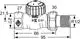 Thermostat-Ventilunterteil von IMI Hydronic Engineering mit quer verlaufendem Gehäuse und verschiedenen Anschlussgrößen. Abgebildete Maße und Details sind schematisch dargestellt.